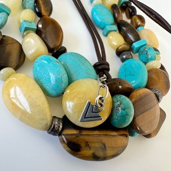 Silpada Retired N1858 .925 Sterling Silver Turquoise Tiger Eye Quartz Necklace - Picture 3 of 4